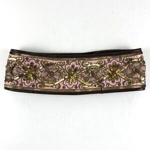 Abercrombie & Fitch Waist Belt Women S Pink Gold Sequin Leather Boho Y2K Gypsy
